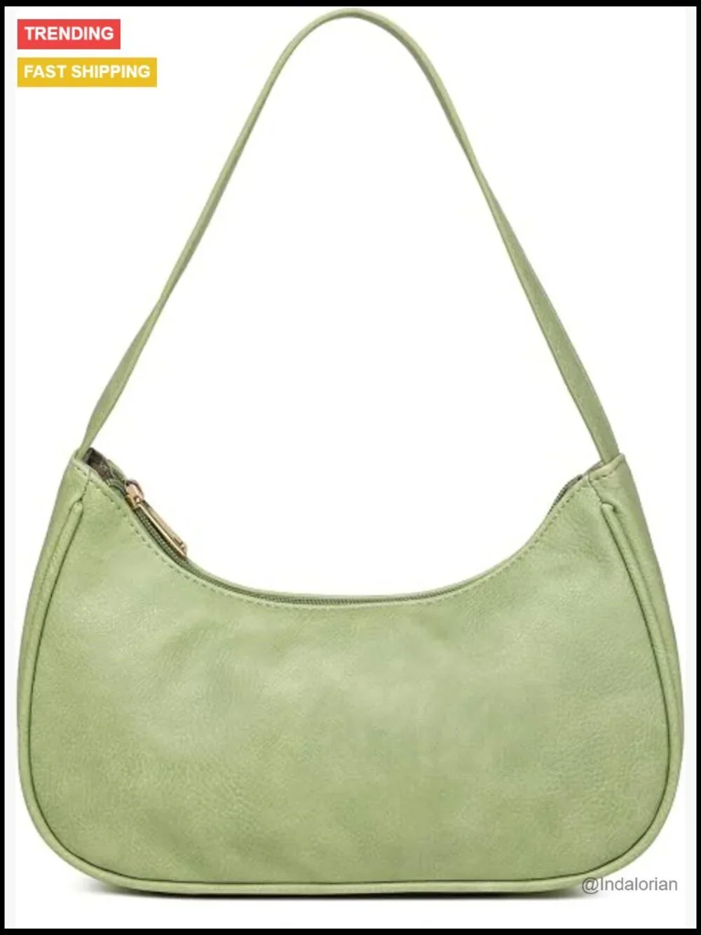 Vegan Leather Hobo Sling Tote Handbag with Zipper Closure